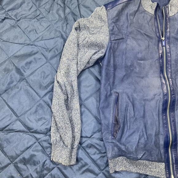 Rare Vintage Leather Knit Jacket Barcelino Torras Made in Spain US Size 46 - Picture 2 of 13